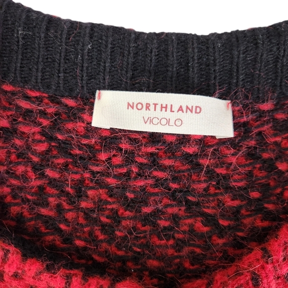 NORTHLAND VICOLO red black knit wool cashmere blend cardigan coat jacket - Picture 8 of 12